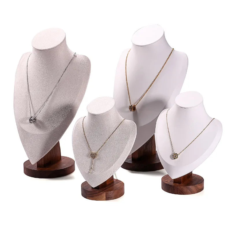 Walnut Wood Necklace Display Stand Portrait Neck Model Jewelry Stylist Showoff High-End Sensation Integrated Design Display Rack