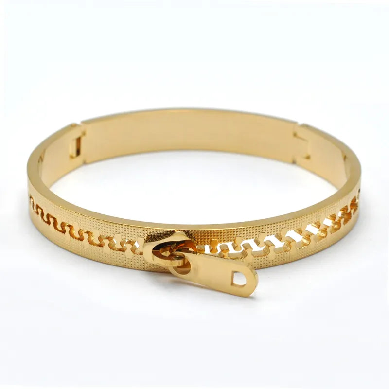 Cool Style Zipper 304 Stainless Steel Bangle In Bulk