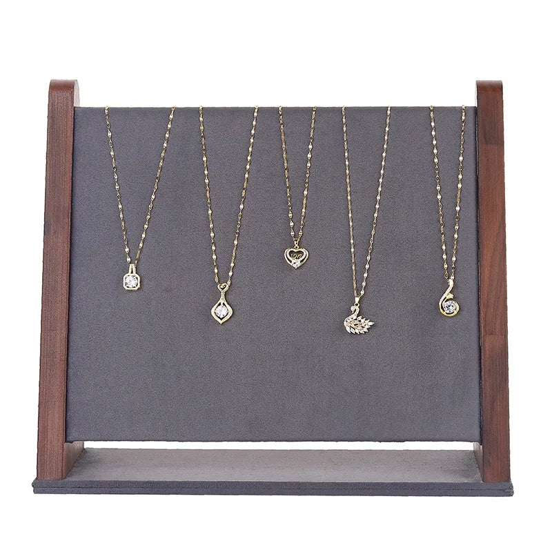 Modern Style Classic Style Triangle Bevel Flannel Walnut Patchwork Jewelry Display Jewelry Rack