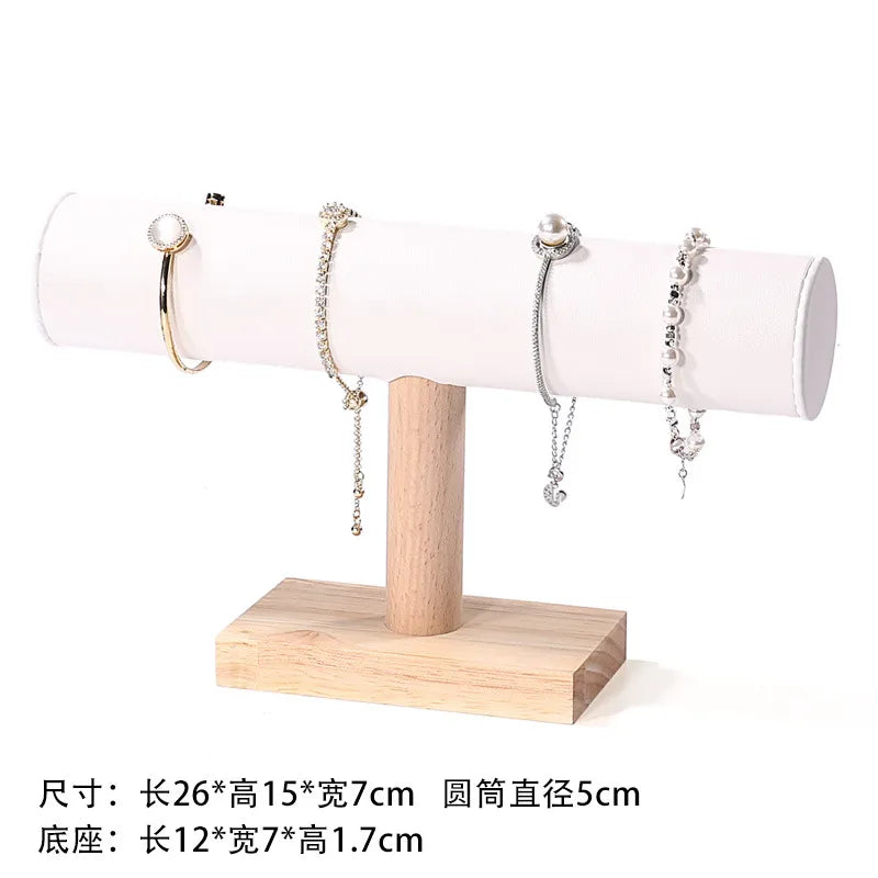 Real Wood Bracelet Display Stand Jewelry Storage Rack Hairband Holder Elastic Band Organizer Velvet Bracket Fashion Accessory