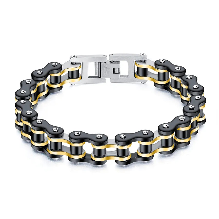 Hip-Hop Retro Color Block Titanium Steel Asymmetrical Irregular Men's Bracelets