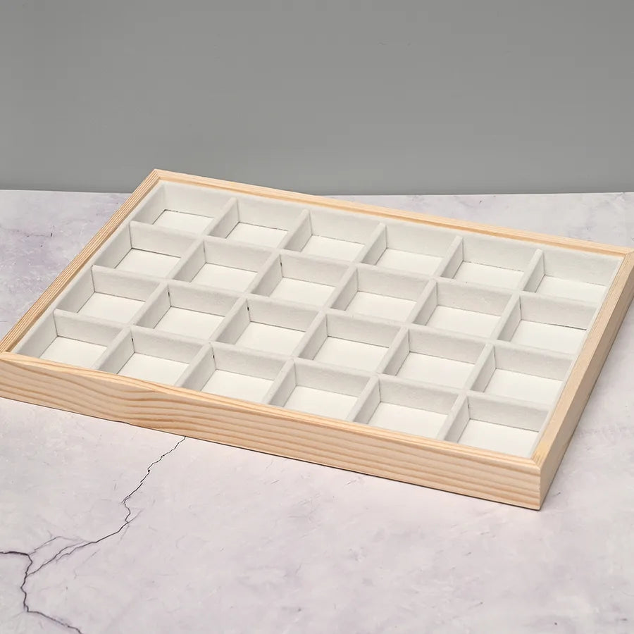 Rectangular Jewelry Display Stand Storage Box Earring Bracelet Ring Tray Handmade Simple Style Wooden Velvet Jewelry Plate