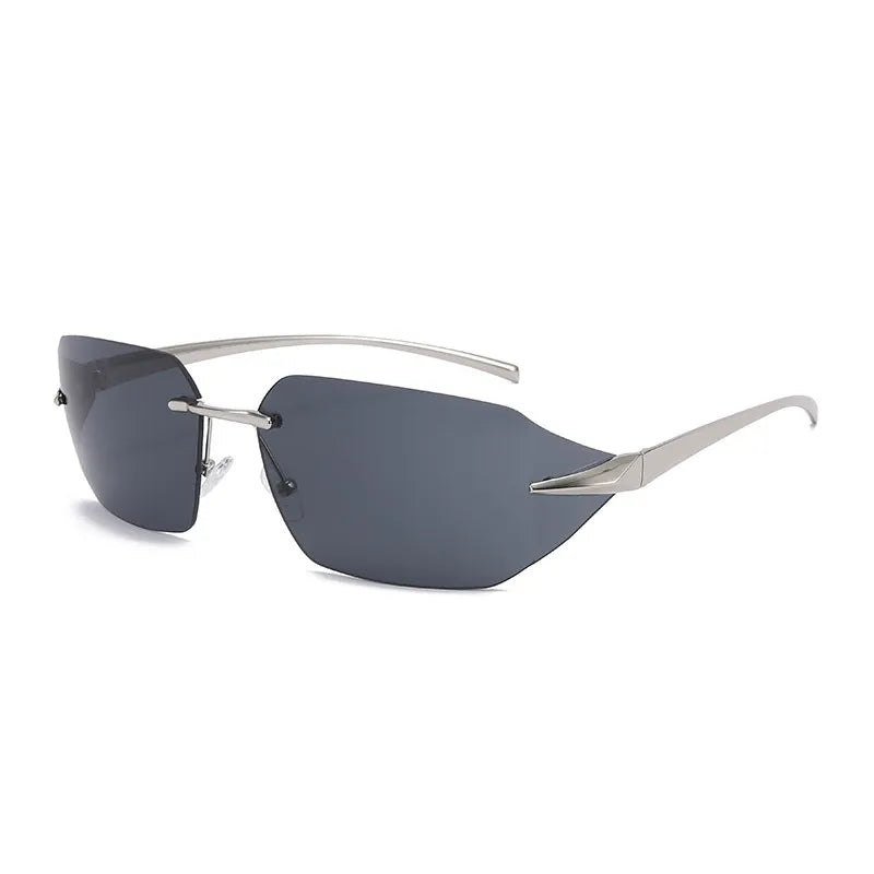 Y2K Punk Solid Color Pc Special-Shaped Mirror Frameless Men's Sunglasses