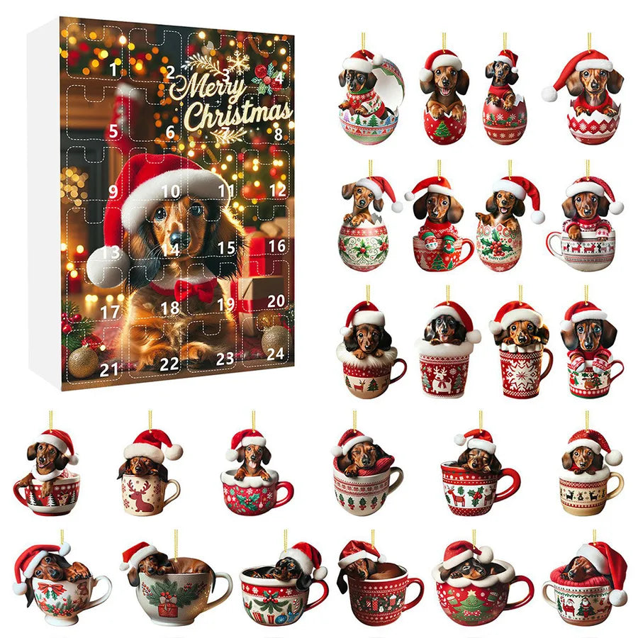 Creative Acrylic Flat Christmas Sausage Dog Blind Box Gift Set Festive Party Supplies Unique Holiday Themed Packaging