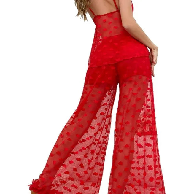 Sexy  novelty lingerie mesh strap home clothes for women see-through heart sleepwear game style polyester