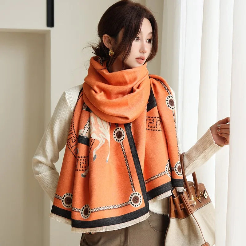 Unisex Basic Color Block Flower Acrylic Scarf