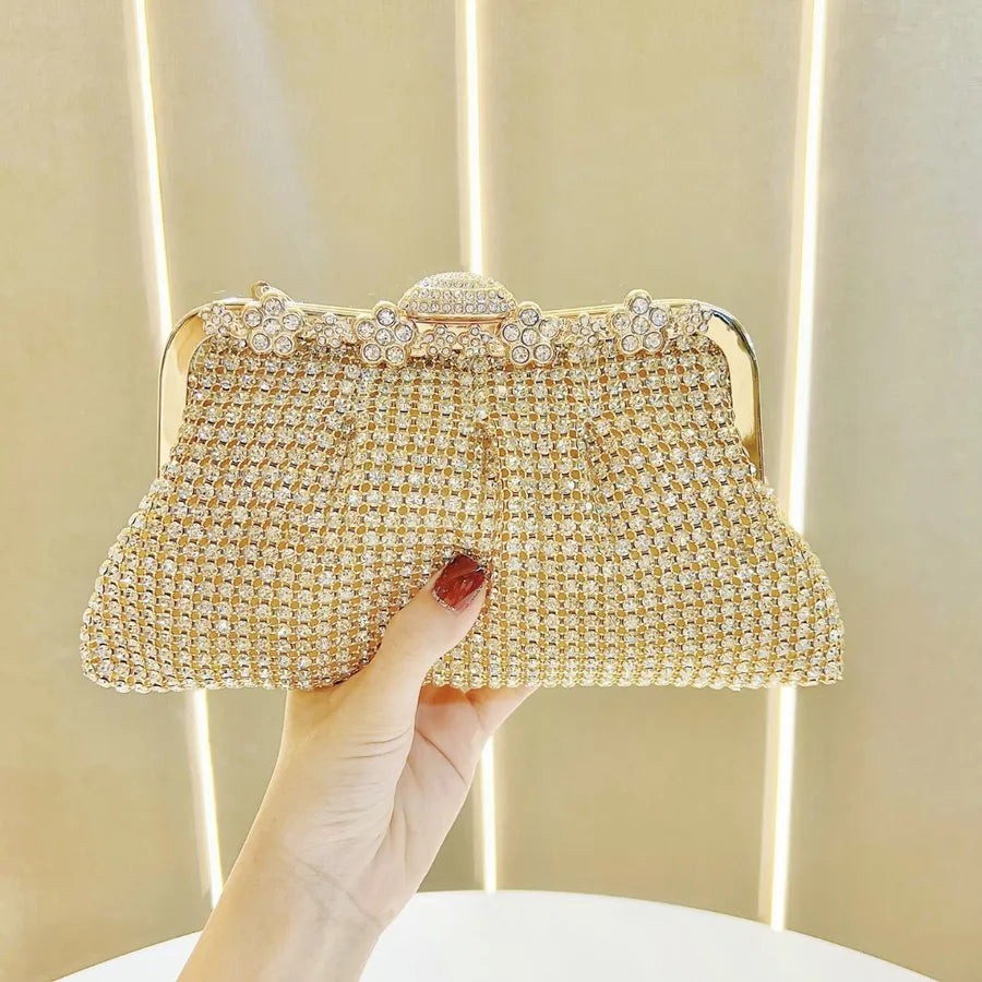 New Retro Luxury Women's Handbag Dinner Clutch Small Shoulder Crossbody Bag Elegant Square Shape Polyester Platinum Bag