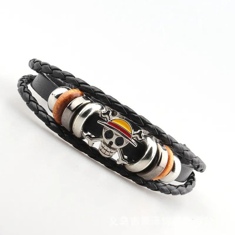 Retro Geometric Pu Leather Alloy Woven Chain Wrap Bracelets Wholesale
