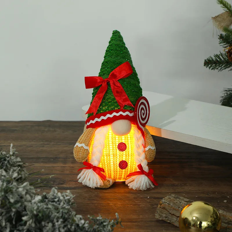 Christmas Decorations Gingerbread Man Stretching Dwarf Figure With Light Biscuit Man Doll Pendant Cartoon European Countryside Style Polyester