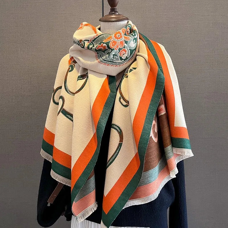 Unisex Basic Color Block Flower Acrylic Scarf