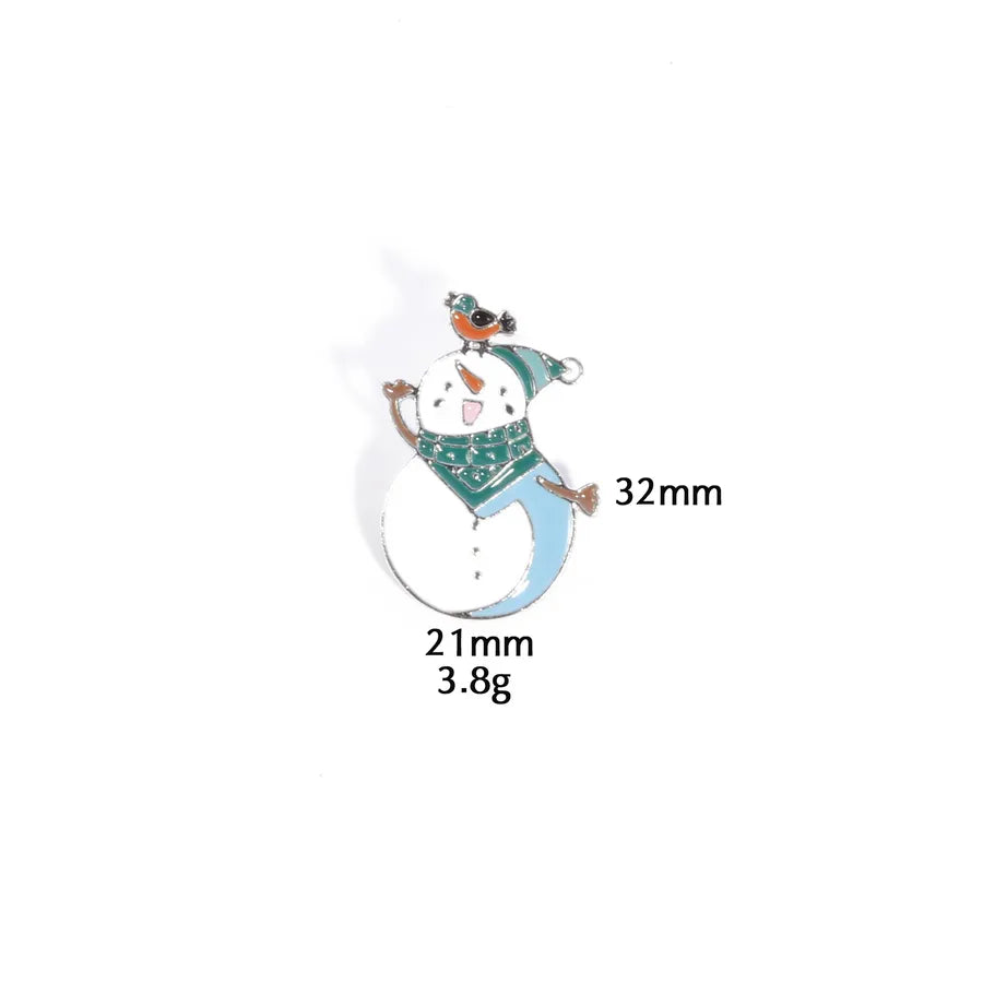 Christmas Snowman Series Metal Lapel Pin Winter Sweater Collar Pin Geometric Pattern British Vintage Style Unisex Lapel Brooch