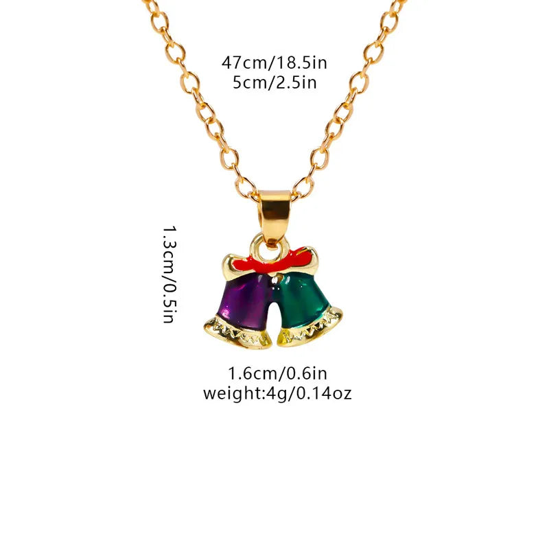 Christmas Elements Deer Santa Claus Alloy Pendant Necklace Christmas Socks Drop Oil Bell Pendant Best Friend Jewelry