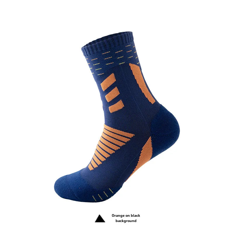 Autumn and Winter New Men's Socks Breathable Sweat-Absorbing Towel Bottom Sports Socks Fashionable Basketball Socks Socks Men's Medium Socks