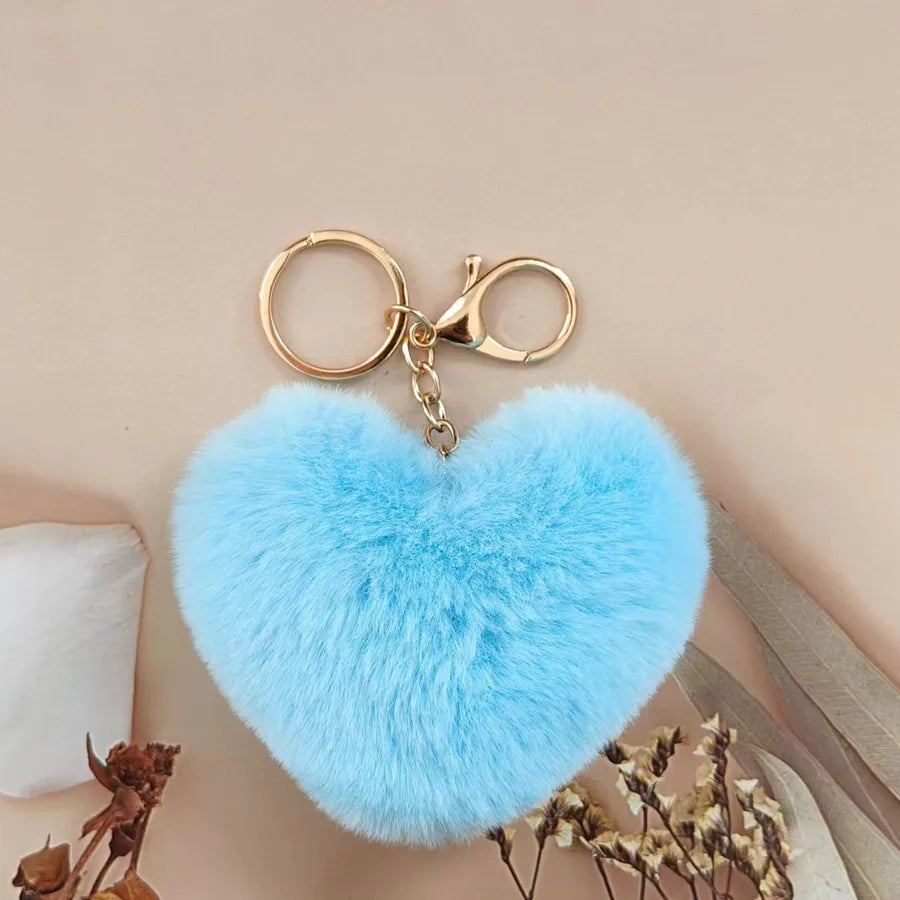 cute sweet solid color plush knitting keychain