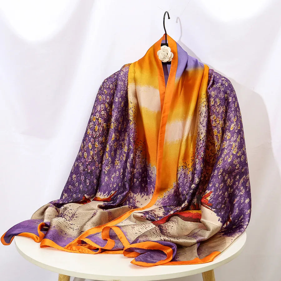 women's lady flower cloud brocade printing scarf
