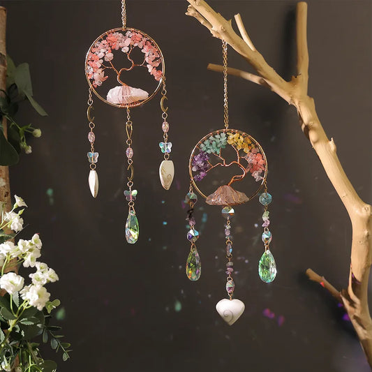 Valentine'S Day Birthday Romantic Life Tree Crystal gravel copper wire Dreamcatcher Wall Art