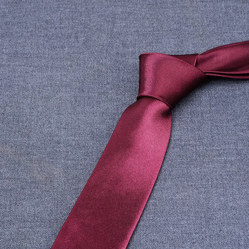 formal solid color polyester satin unisex tie