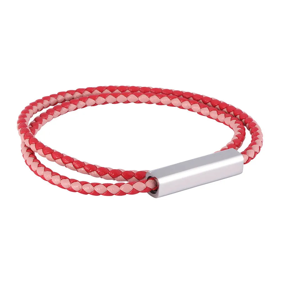 Retro Classic Style Geometric Solid Color Microfiber Leather Titanium Steel Plating Men's Bracelets Men Cord & Leather Bracelets