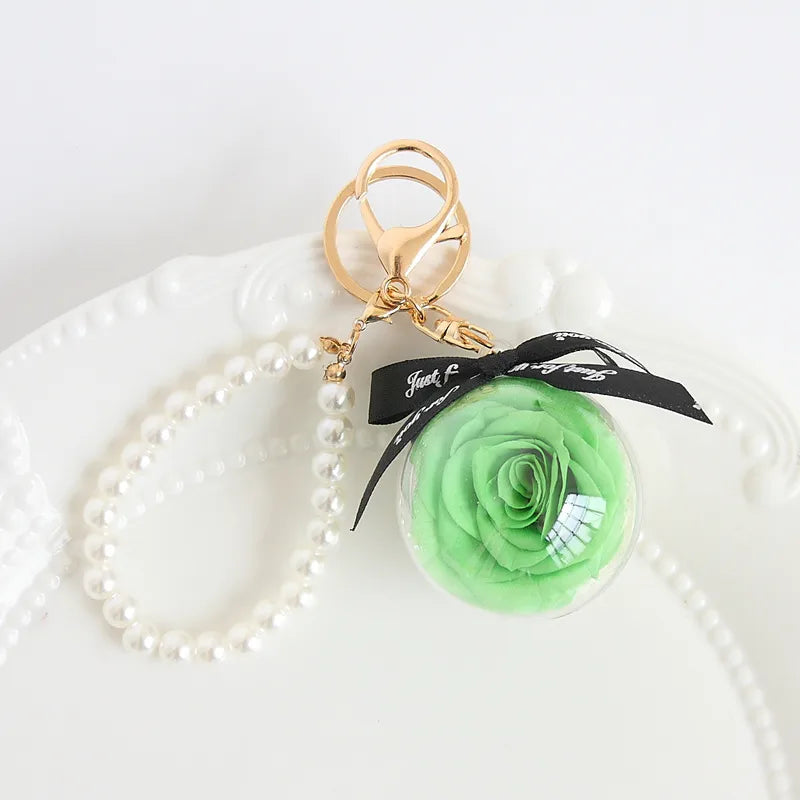 cute letter preserved flower women's keychain
