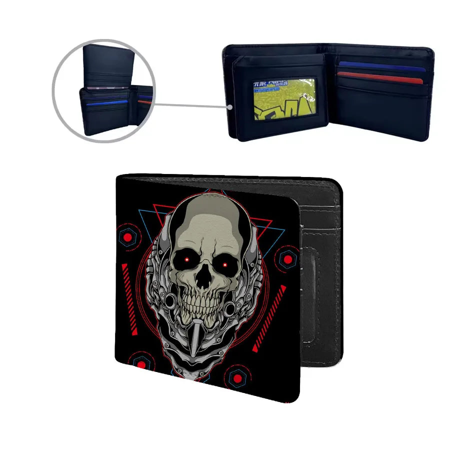 Men's Skull Pu Leather Polyester Flip Cover Small Wallets