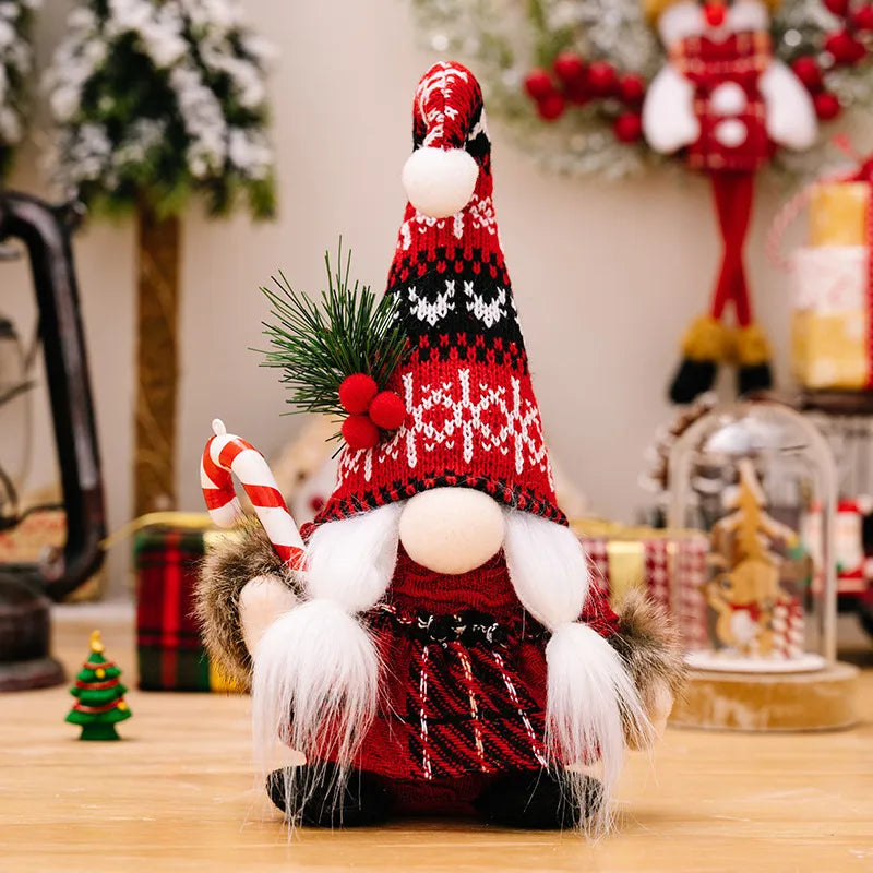 Christmas Decorations Knitted Ball Tassel Capless Dolls American Style No Face Dolls Christmas Tree Ornaments Gifts