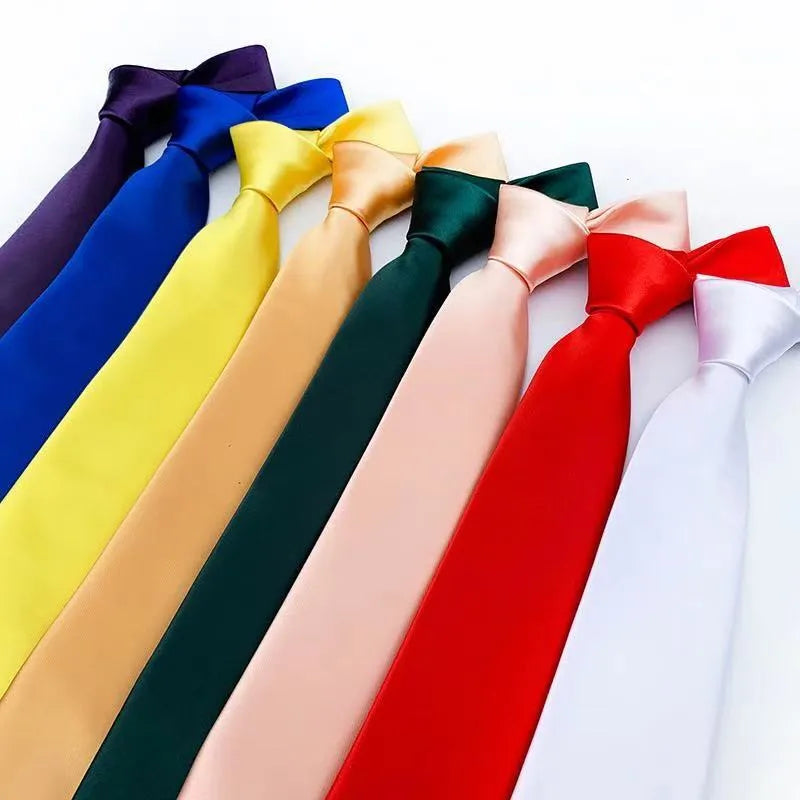 formal solid color polyester satin unisex tie