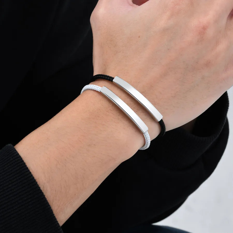 Commute Solid Color 201 Stainless Steel rope Men's Bracelets Men Cord & Leather Bracelets