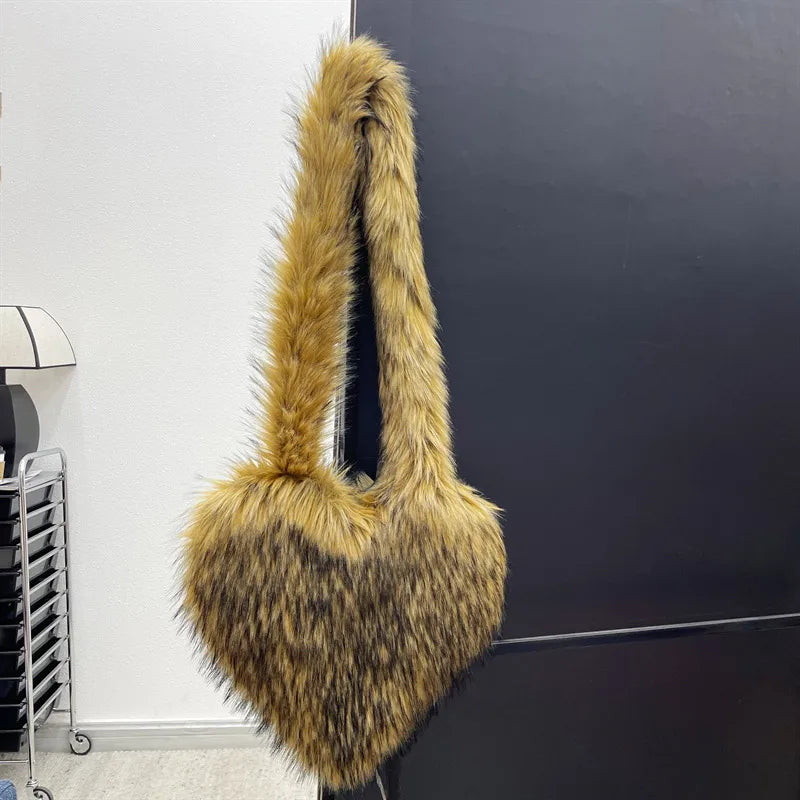 women's large winter plush polyester streetwear shoulder bag