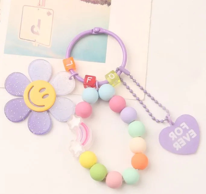 sweet Smile face flower resin women's bag pendant keychain