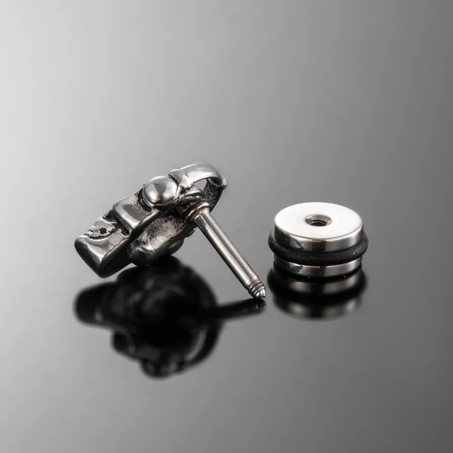 1 Piece Halloween Hip-Hop Vintage Style Rock Sun Skull 316 Stainless Steel  Ear Studs