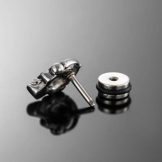 1 Piece Halloween Hip-Hop Vintage Style Rock Sun Skull 316 Stainless Steel  Ear Studs