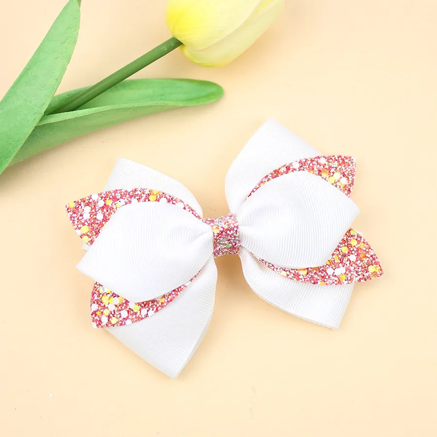 Europe and the United States new double-layer children's glitter film bow hair accessories girls hair clips cute girls hair accessories