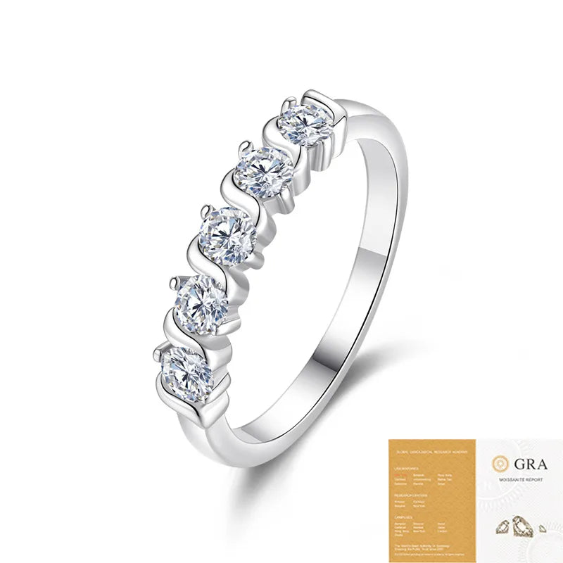 Moissanite 925 Sterling Silver Rings GRA Certificate Geometric Rings