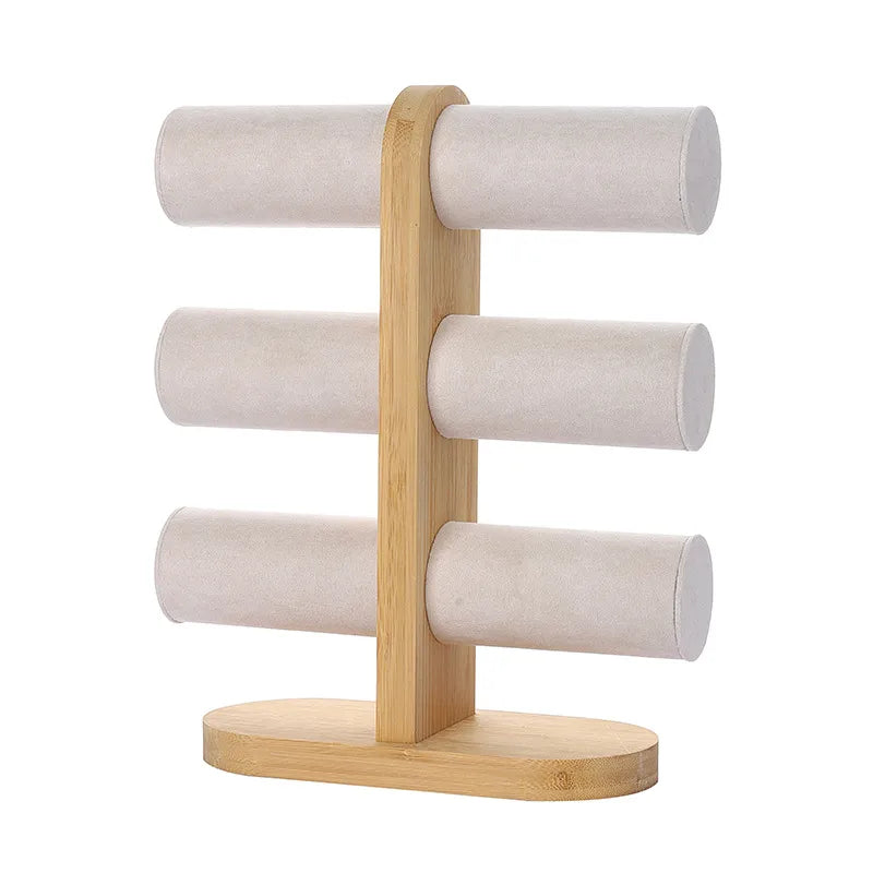 simple style geometric bamboo flannel patchwork jewelry display