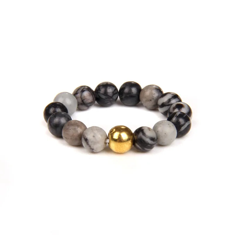 retro solid color natural stone beaded rings 1 piece