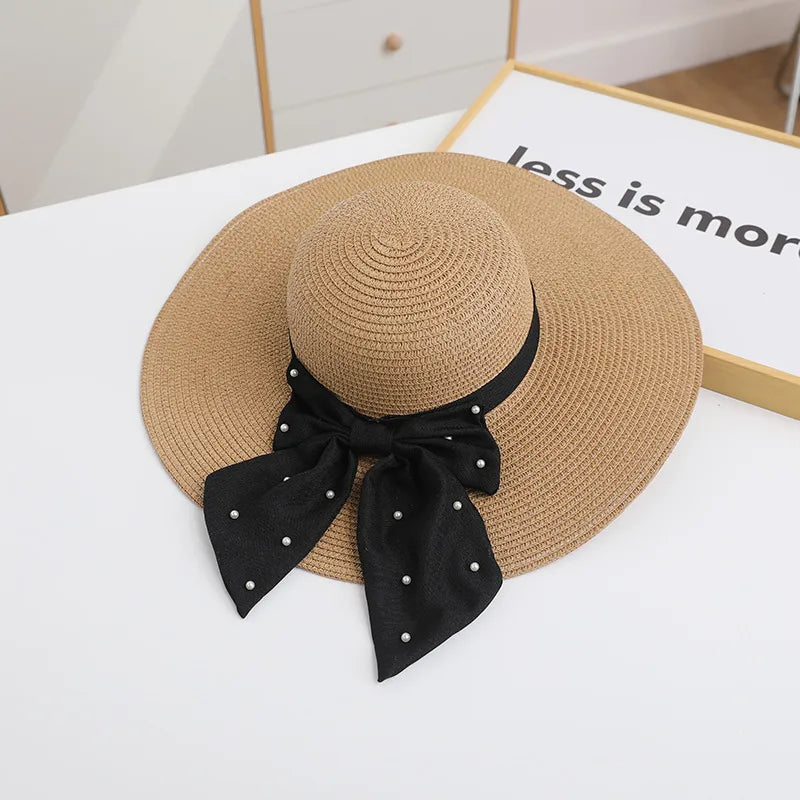 women's simple style classic style color block wide eaves straw hat