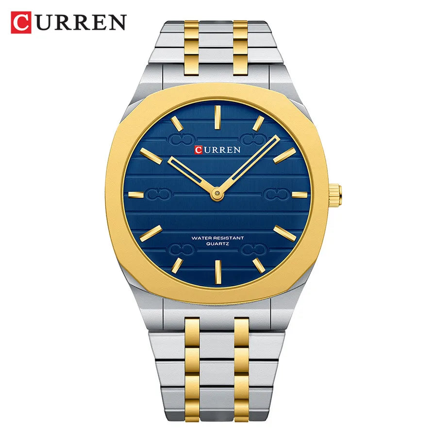Business Streetwear Color Block Single Folding Buckle Quartz Watch Men's Watches