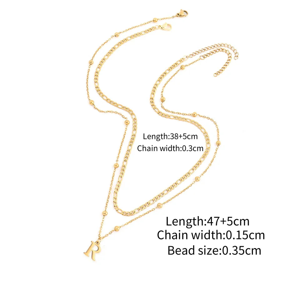 Wholesale Jewelry Elegant Simple Style Classic Style Letter 201 Stainless Steel 304 Stainless Steel Artificial Crystal cable chain figaro chain Pendant Necklace