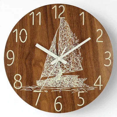 Retro Round Wood pendant Wall Clock Artificial Decorations