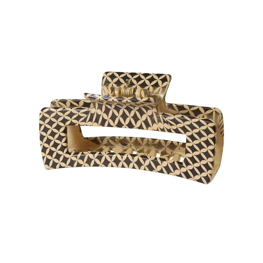 retro artistic stripe leopard plastic resin printing hair claws