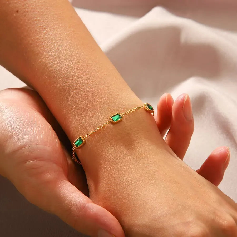 Elegant Retro Simple Style Geometric Quadrilateral 304 Stainless Steel 18K Gold Plated cable chain Bracelets In Bulk