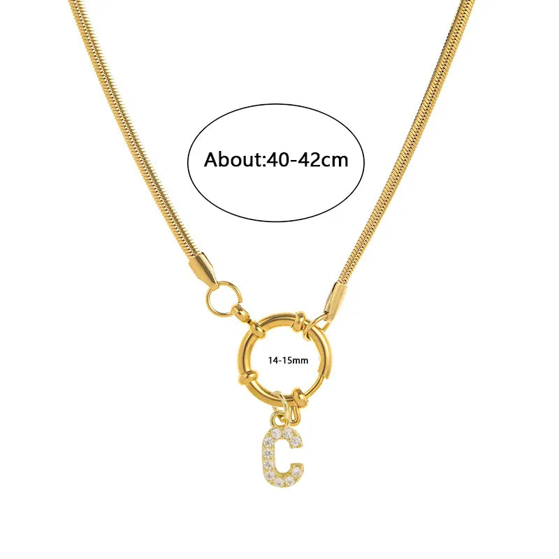Wholesale Jewelry Vacation Classic Style Pentagram Letter 302 Stainless Steel 18K Gold Plated snake chain Pendant Necklace
