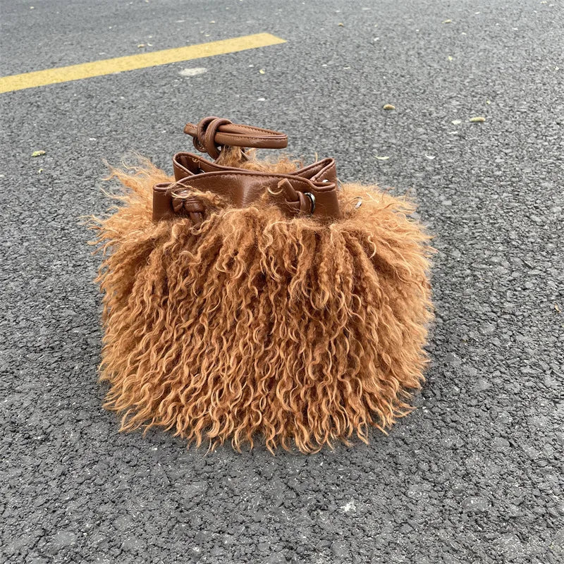 women's medium all seasons plush basic bucket bag