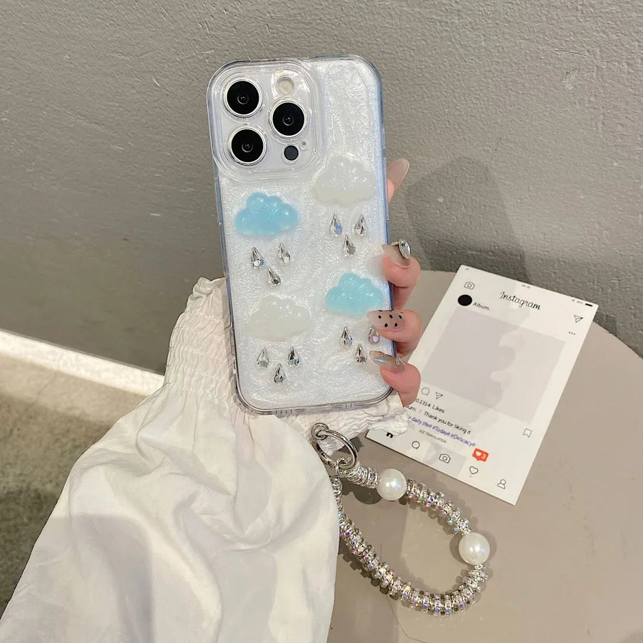 3D Diamond Clouds Apple 16 Pro Phone Case Silicone Transparent Customized Style For Huawei Mate70 Pro New Model Drop Shipping