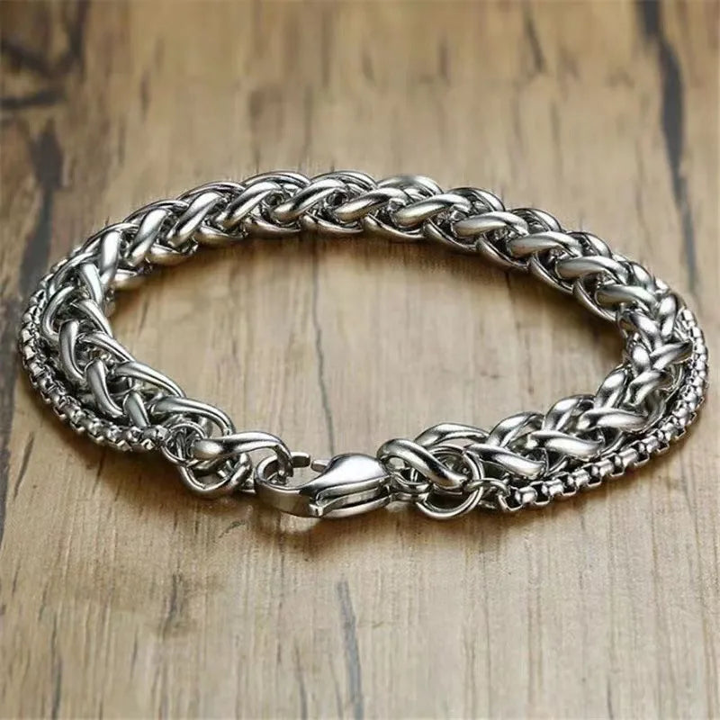 hip-hop geometric titanium steel men's bracelets