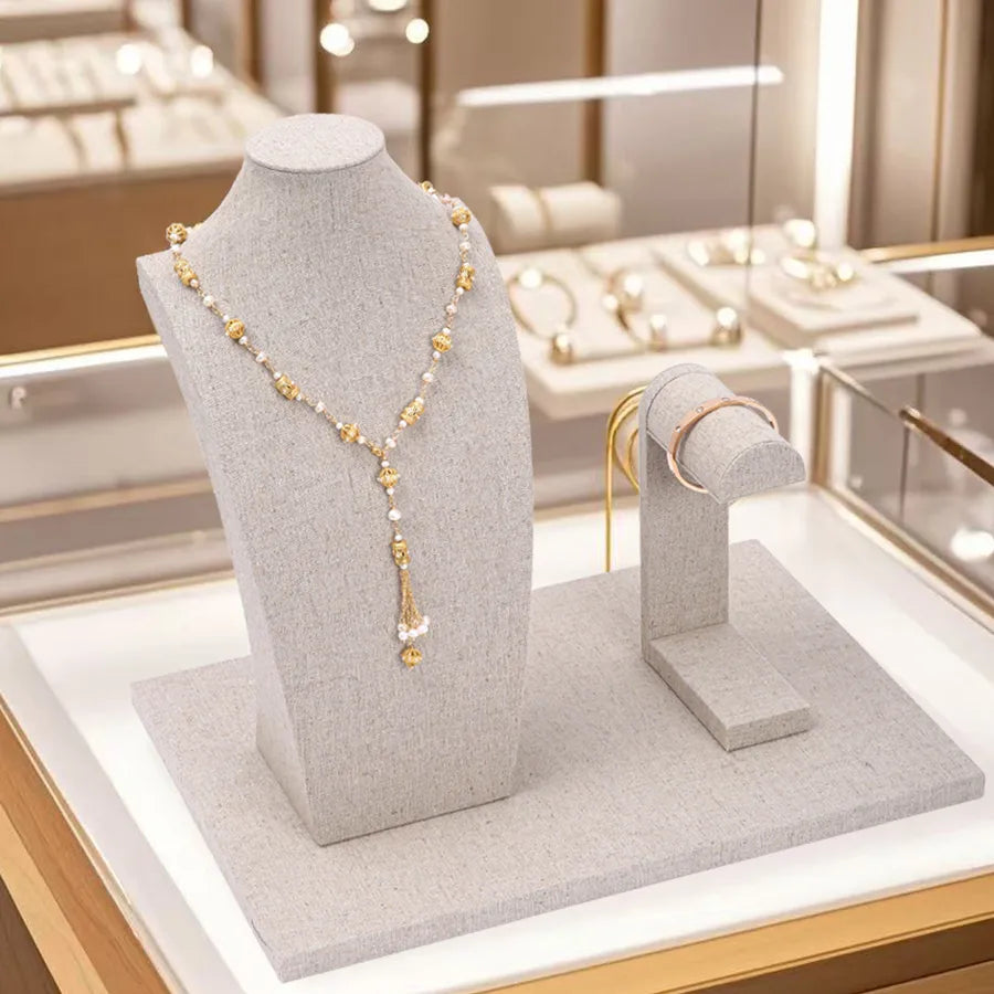 1 Piece linen Elegant Retro Geometric Solid Color Jewelry Display Jewelry Rack