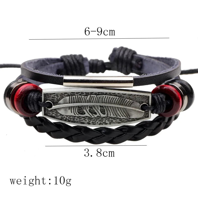 retro cross pu leather alloy braid unisex bracelets