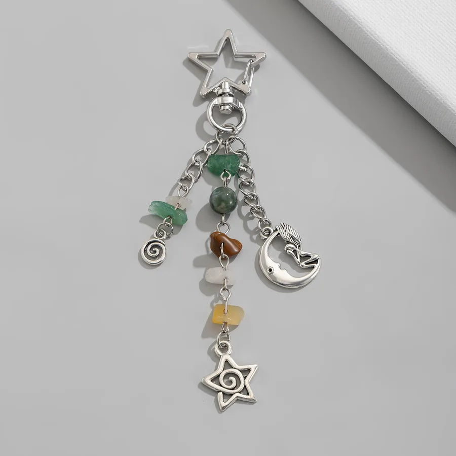 Pastoral Sun Moon Glass Zinc alloy Unisex Keychain