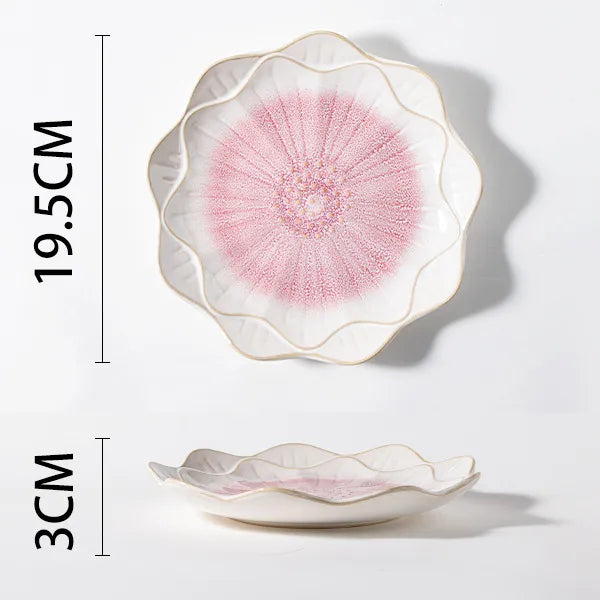 Retro Solid Color Flower ceramics Tableware 1 Piece