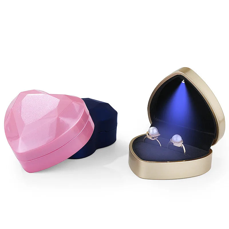 simple style classic style heart shape solid color plastic jewelry boxes